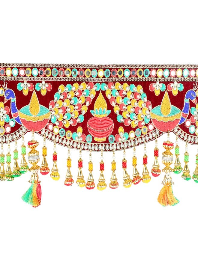 Aditri Creation Artificial Door Toran Hanging is made of Colourful Thread Tassels with Moti Beads Set Door Hanging Bandanwar for Home Decor Entrance for Indian Festival Traditional Decorations (Size:-36"X10") - Image 4