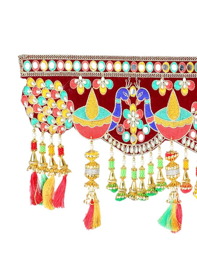 Aditri Creation Artificial Door Toran Hanging is made of Colourful Thread Tassels with Moti Beads Set Door Hanging Bandanwar for Home Decor Entrance for Indian Festival Traditional Decorations (Size:-36"X10") - Image 5
