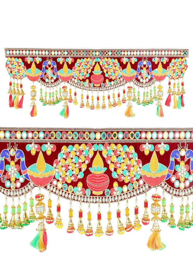 Aditri Creation Artificial Door Toran Hanging is made of Colourful Thread Tassels with Moti Beads Set Door Hanging Bandanwar for Home Decor Entrance for Indian Festival Traditional Decorations (Size:-36"X10") - Image 1