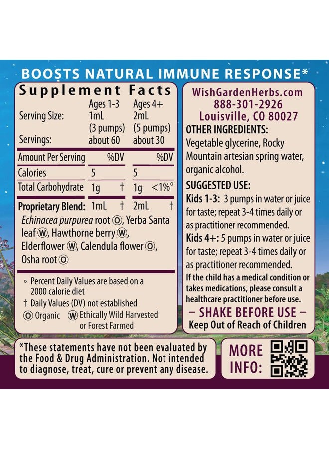Wishgarden Herbs Kick-It Immune for Kids - Immune Support Supplement for Kids, Herbal Immune Defense & Immune Booster with Echinacea, OSHA, Elder, Rapid Baby and Toddler Immune Support Formula, 2oz - Image 2