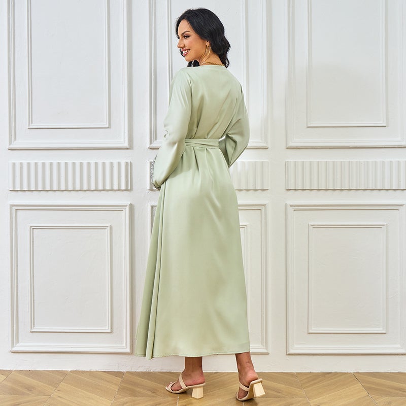 MT575 Abaya Crystal Embellished Long Dress - Image 3