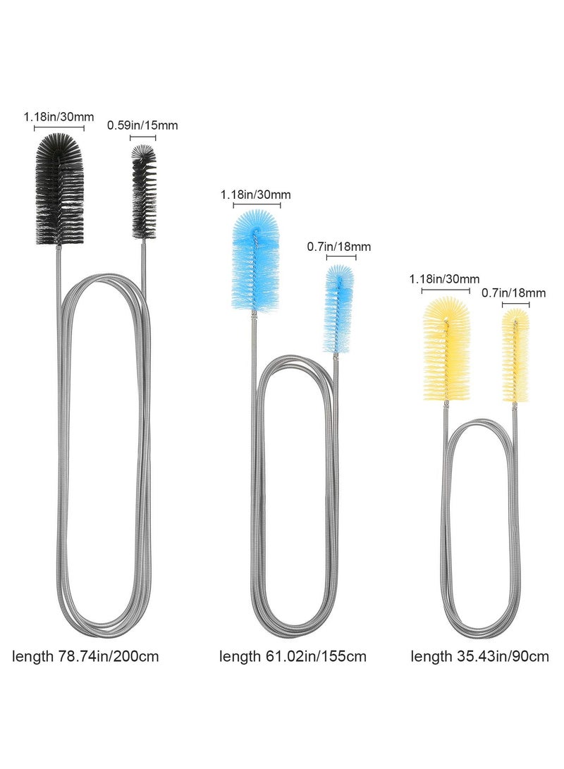 3 Pieces Aquarium Filter Hose Brush Stainless Flexible Tube Cleaning Long Brush Double-ended Bent Pipe Cleaner Brush Steel Spring for Lab Fish Tank Aquarium, 3 Color (35.43 inches, 61.02 inches, 78. - Image 4