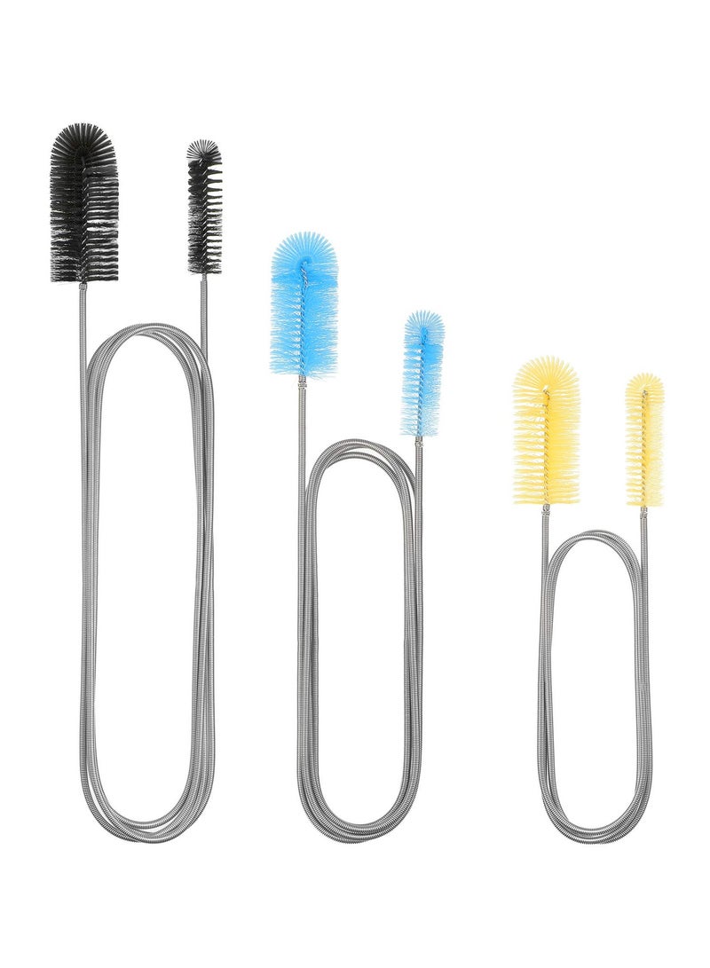 3 Pieces Aquarium Filter Hose Brush Stainless Flexible Tube Cleaning Long Brush Double-ended Bent Pipe Cleaner Brush Steel Spring for Lab Fish Tank Aquarium, 3 Color (35.43 inches, 61.02 inches, 78. - Image 1