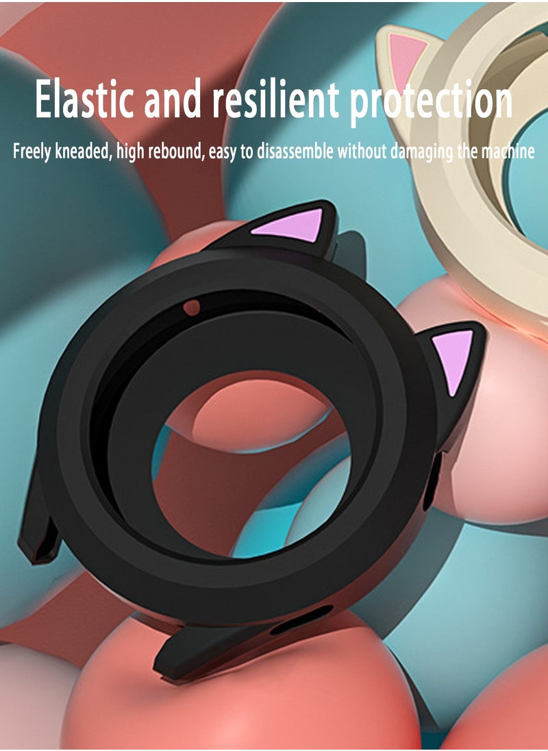 X-level 1 Pieces Cat Earmuffs Watch Case for Huawei Watch GT3 42mm With Soft TPU Protective Anti-Scratch Silicone Protector Soft Flexible TPU Thin Lightweight Bumper Cover Black  - Image 2