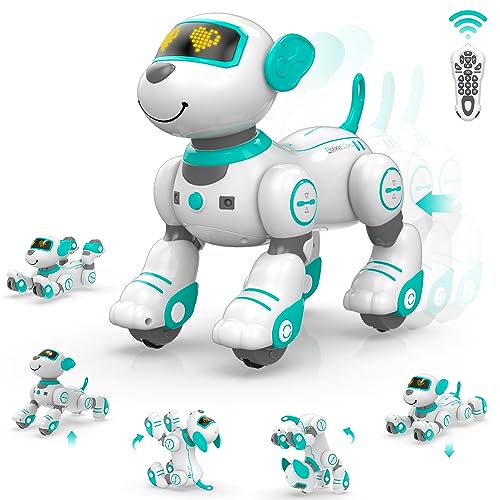 STEMTRON Programmable Remote Control Robotic Pet Interactive Robo Dog Cat RC Robot with Touch Sensing LED Eyes Dance Music - Image 1