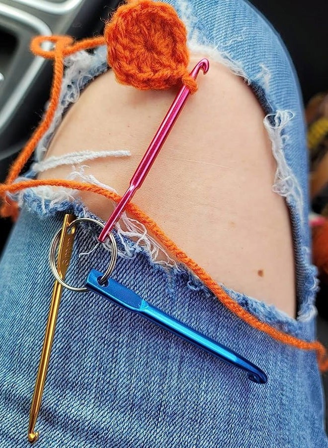 ZUOYOU Crochet Hook Kit with Mini Keychain Crochet Hook, Aluminum Tunisian Afghan Crochet Knitting Needle with Eye - Image 5