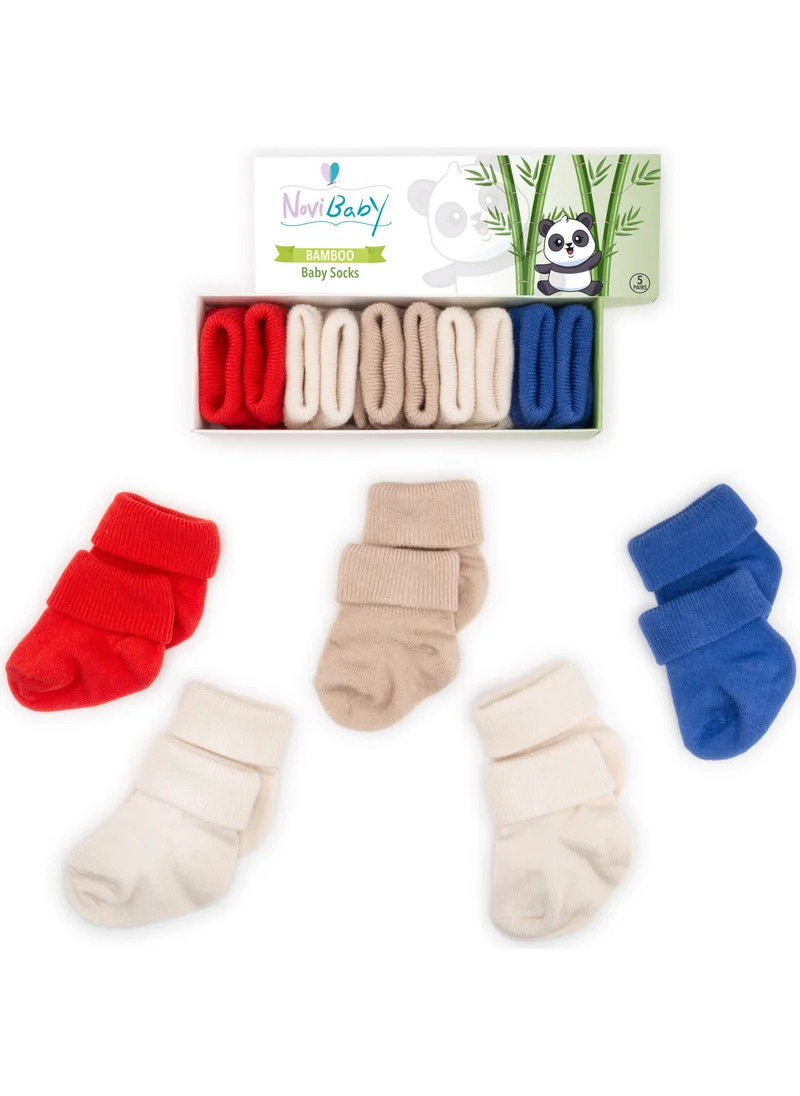 Novibaby 5-Piece Bamboo Newborn Baby Socks I Sailor I 0-6 Months