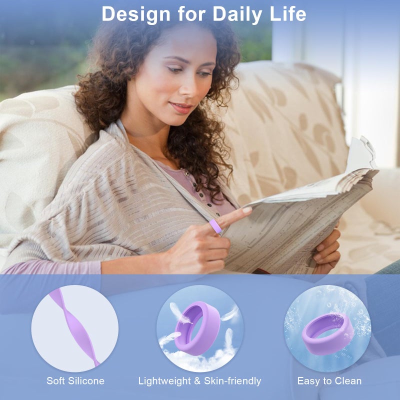 Snyeest حماية سنياست 4 عبوات متوافقة مع خاتم أورا 4/الجيل 4 سيراميك/خاتم الجيل 3/خاتم أولتراهيومان إير، غلاف سيليكون لاصق للأصابع للتمارين للنساء والرجال (بنفسجي*2+أخضر*2، S للقياسات 5/6/7/8/9/10) - Image 4