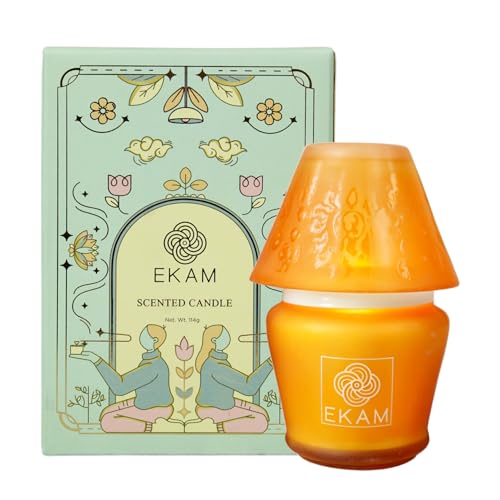 EKAM Scented Frost Glass Lampshade Candle | Black Tea & Pomegranate Scented Candle | Luxury Fragrances| Ideal for Home Decor, Aromatherapy & Gifting | 22 Hours Burn time |114 g - Image 3