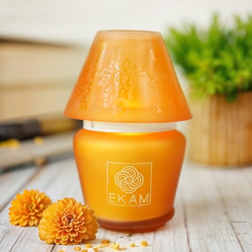 EKAM Scented Frost Glass Lampshade Candle | Black Tea & Pomegranate Scented Candle | Luxury Fragrances| Ideal for Home Decor, Aromatherapy & Gifting | 22 Hours Burn time |114 g - Image 1