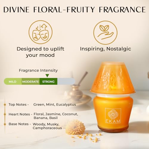 EKAM Scented Frost Glass Lampshade Candle | Black Tea & Pomegranate Scented Candle | Luxury Fragrances| Ideal for Home Decor, Aromatherapy & Gifting | 22 Hours Burn time |114 g - Image 5