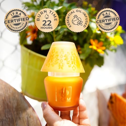 EKAM Scented Frost Glass Lampshade Candle | Black Tea & Pomegranate Scented Candle | Luxury Fragrances| Ideal for Home Decor, Aromatherapy & Gifting | 22 Hours Burn time |114 g - Image 2