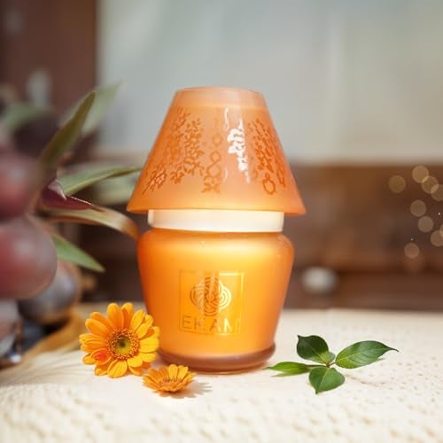 EKAM Scented Frost Glass Lampshade Candle | Black Tea & Pomegranate Scented Candle | Luxury Fragrances| Ideal for Home Decor, Aromatherapy & Gifting | 22 Hours Burn time |114 g - Image 4