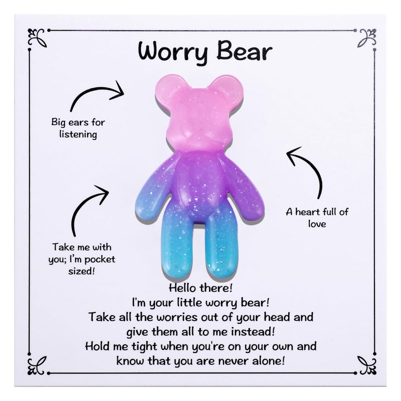 Aesnefe Pocket Bear Hug, Anxiety Relief Gifts for Men Women, Mental Health Positivity Gift, Stress Relief Gifts for Her, Comforting Gift for Son Daughter Back to School, Pink Blue - Image 1