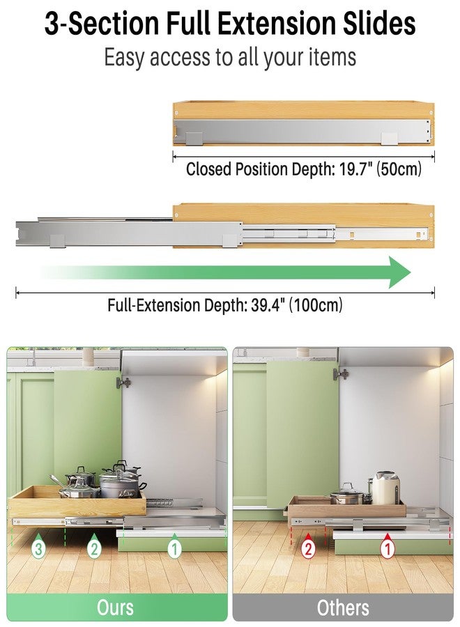 Kitstorack Pull Out Cabinet Drawer 15"W x 21"D,Heavy Duty Soft Close Wooden Slide Out Drawers,Full-Extension Roll Out Shelf for Kitchen Cabinets,Pantry,Bathroom,Closet Storage,Bottom and Side Mount(1 Pack) - Image 5