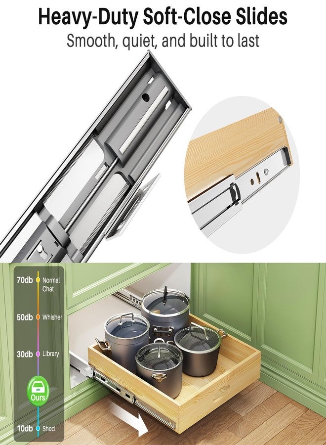 Kitstorack Pull Out Cabinet Drawer 15"W x 21"D,Heavy Duty Soft Close Wooden Slide Out Drawers,Full-Extension Roll Out Shelf for Kitchen Cabinets,Pantry,Bathroom,Closet Storage,Bottom and Side Mount(1 Pack) - Image 4