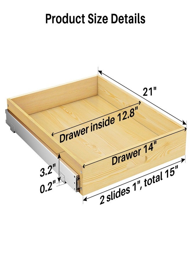 Kitstorack Pull Out Cabinet Drawer 15"W x 21"D,Heavy Duty Soft Close Wooden Slide Out Drawers,Full-Extension Roll Out Shelf for Kitchen Cabinets,Pantry,Bathroom,Closet Storage,Bottom and Side Mount(1 Pack) - Image 2