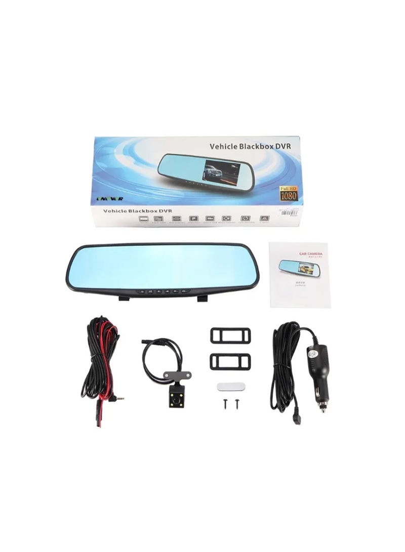 Mirror Dash Cam Night Vision, 1080P Full Touch Screen Front and Rear View Backup Camera for Cars, Loop Recording Streaming Media 170° Wide Angle Parking Assistance with 10 Meters Cable.
