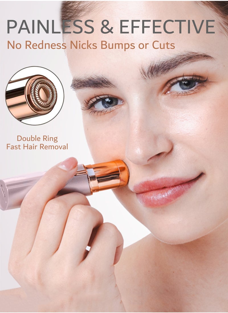 DOSCHER Facial Hair Removal for Women, Painless Epilator Hair Remover Device with 2 Pcs Replacement Heads , USB Rechargeable Face Electric Razor and Trimmer for ladies Lip, Chin, Arms  - Image 2