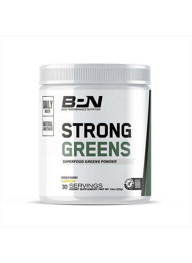 Bare Performance Nutrition - , BPN Strong Greens Superfood Powder, Improved Digestion, Increased Energy, Immune System Support, Lemon - Image 1