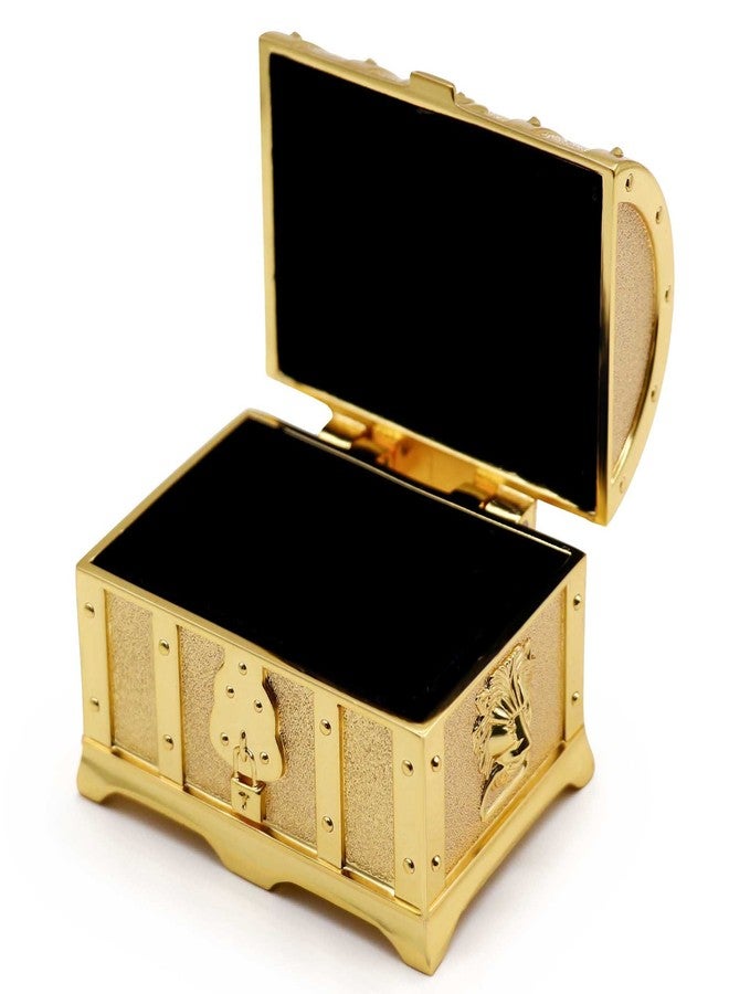 AVESON Rectangle Vintage Metal Treasure Chest Trinket Jewelry Box Gift Box Ring Case for Girls Ladies Women, Small, Gold - Image 2