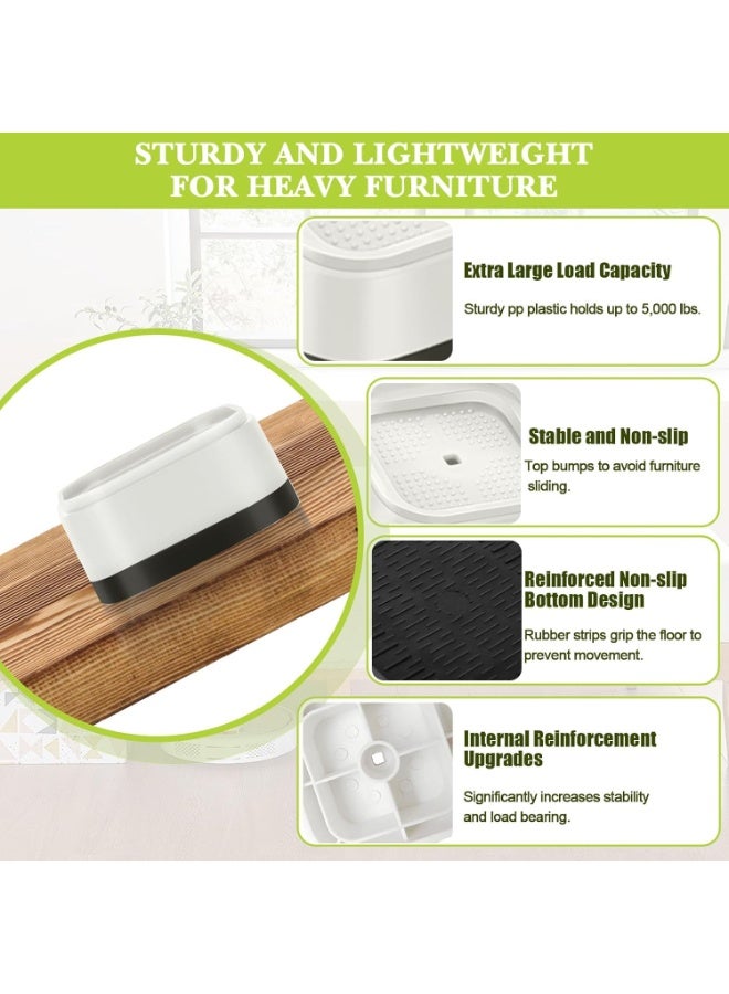 موثوقية التنبؤ 4 قطع من دعامات أقدام السرير، واقيات أرضية الأريكة، رافعات الأثاث القابلة للتعديل، رفع السرير، أرجل الأثاث، رافعات الأريكة، قاعدة بلاستيكية غير قابلة للانزلاق (أبيض) - Image 4