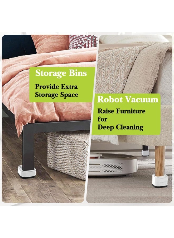 موثوقية التنبؤ 4 قطع من دعامات أقدام السرير، واقيات أرضية الأريكة، رافعات الأثاث القابلة للتعديل، رفع السرير، أرجل الأثاث، رافعات الأريكة، قاعدة بلاستيكية غير قابلة للانزلاق (أبيض) - Image 5