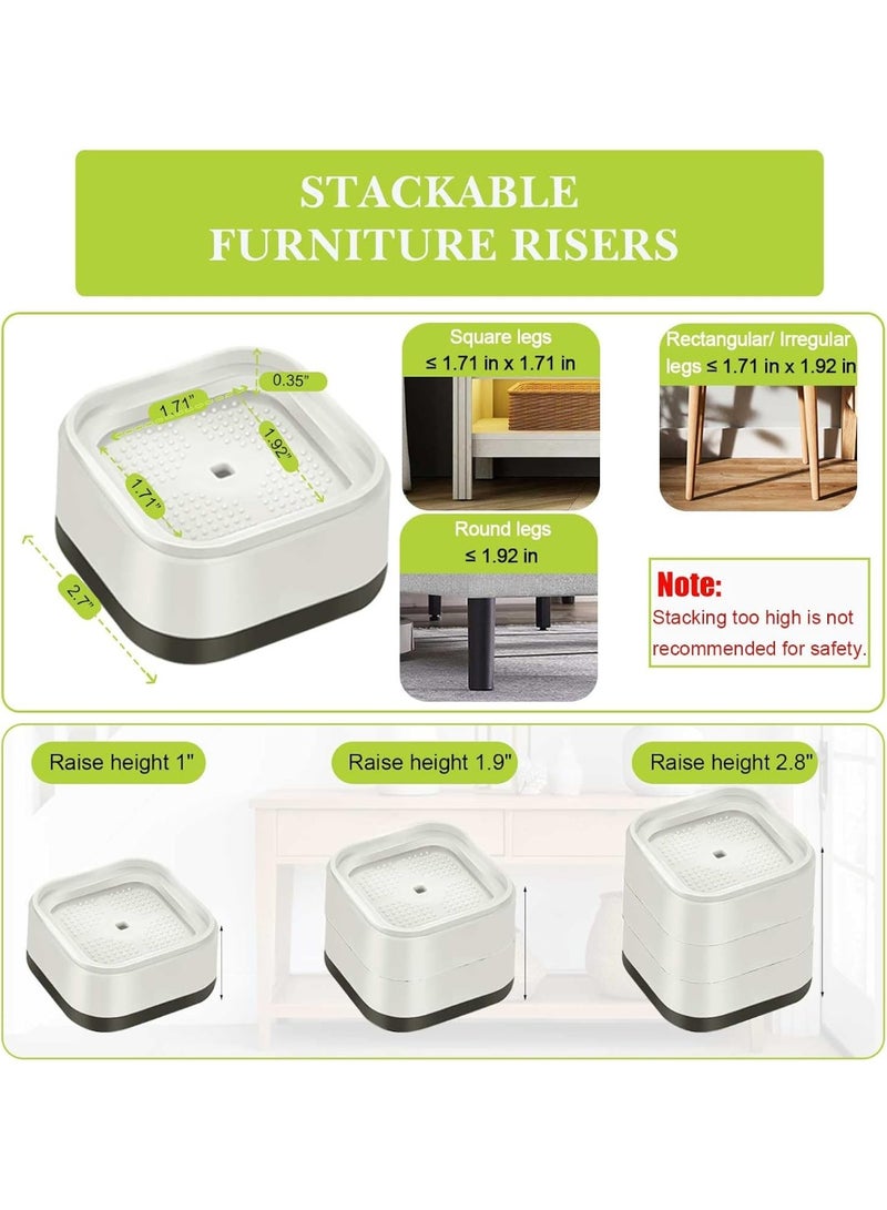 موثوقية التنبؤ 4 قطع من دعامات أقدام السرير، واقيات أرضية الأريكة، رافعات الأثاث القابلة للتعديل، رفع السرير، أرجل الأثاث، رافعات الأريكة، قاعدة بلاستيكية غير قابلة للانزلاق (أبيض) - Image 2