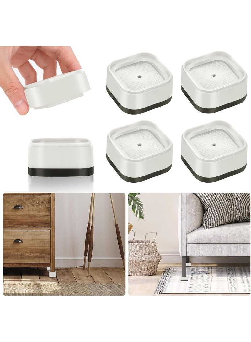 موثوقية التنبؤ 4 قطع من دعامات أقدام السرير، واقيات أرضية الأريكة، رافعات الأثاث القابلة للتعديل، رفع السرير، أرجل الأثاث، رافعات الأريكة، قاعدة بلاستيكية غير قابلة للانزلاق (أبيض) - Image 1