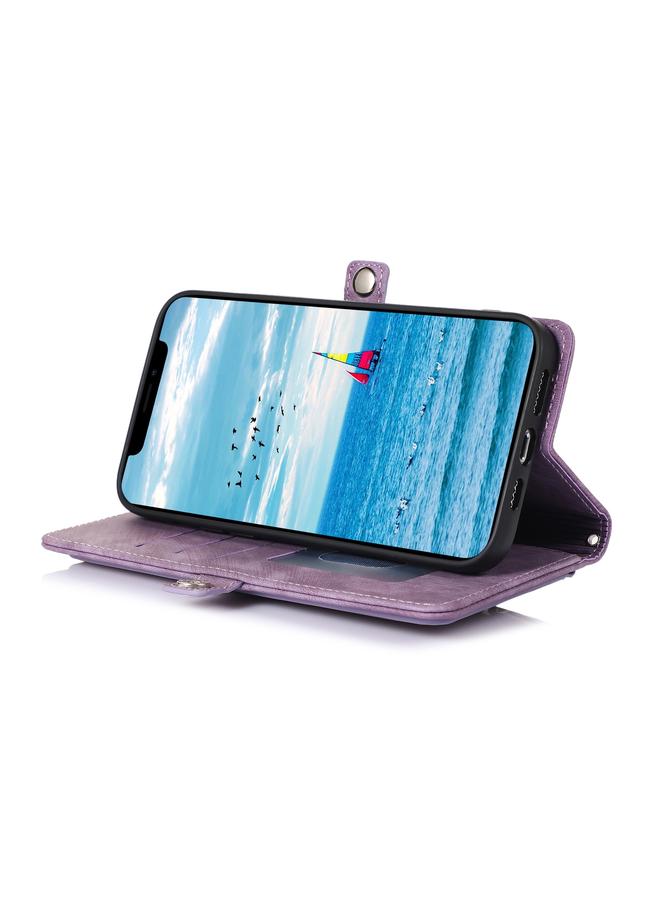 S-TOP Case For iPhone 15 Plus Zipper Card Slot Buckle Wallet Leather Phone Case - Image 5