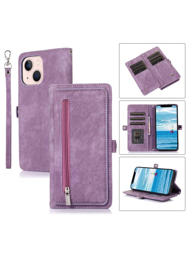 S-TOP Case For iPhone 15 Plus Zipper Card Slot Buckle Wallet Leather Phone Case - Image 1