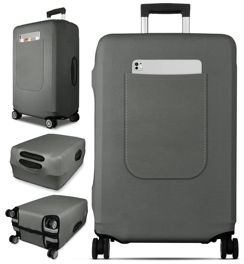 Slohif Luggage Cover for Suitcase Tsa Approved Protector - Luggage Sleeve Suit Case Cover Travel Stretch Large Baggage Case Protective Washable Fit 28-30 Inch Gray - Image 1