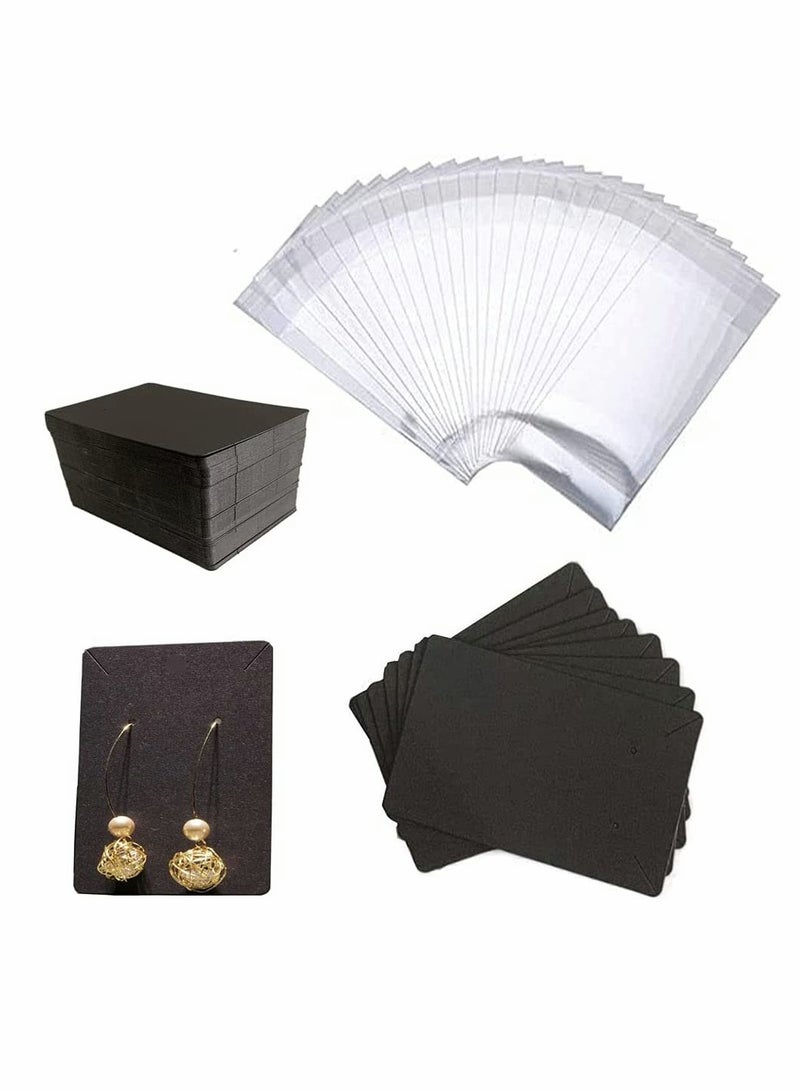 KASTWAVE Earring Holder Cards, Earring Display Holder Cards set for Earrings Necklace Jewelry Display and Packaging, 100 Pcs Earring Cards and 100 Pcs Self- Sealing Bags - Image 1