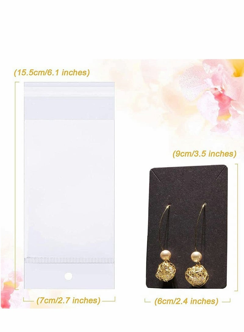 KASTWAVE Earring Holder Cards, Earring Display Holder Cards set for Earrings Necklace Jewelry Display and Packaging, 100 Pcs Earring Cards and 100 Pcs Self- Sealing Bags - Image 2