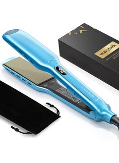 wavytalk Wavytalk Hair Straightener 17 Inch Wide Vent Sesh Titanium Wet to Dry Flat Iron Straightener for Damp or Dry Hair Blue 