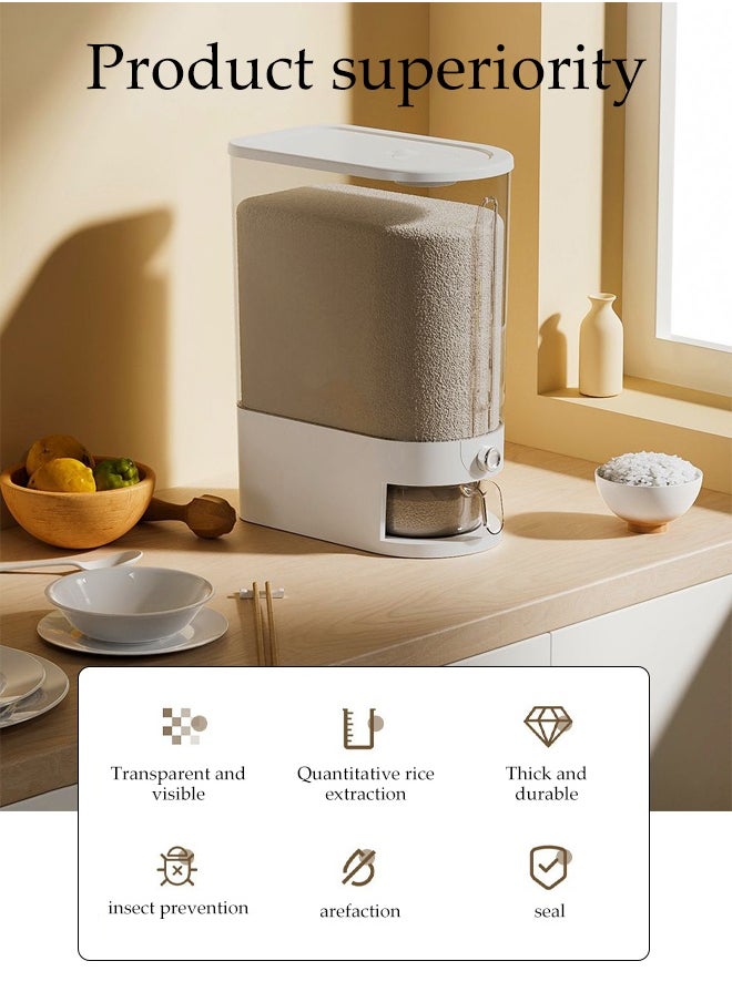 DUNISO Rice Dispenser, Large Dry Food Storage Container, Sealed Grain Dispenser Storage Box With Lid, Measuring Cup And Insect Repellent Box, Food Dispenser Kitchen, Store Rice, Beans, Grains, Small Dry Food, Suitable For Home Kitchen Food Storage Room  - Image 3