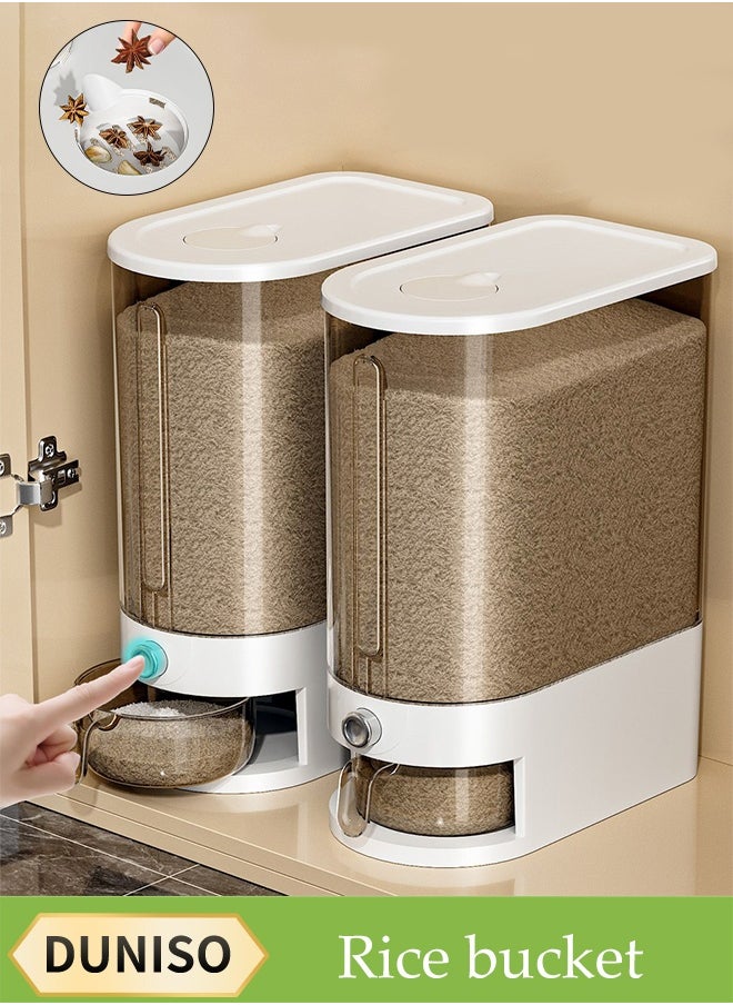 DUNISO Rice Dispenser, Large Dry Food Storage Container, Sealed Grain Dispenser Storage Box With Lid, Measuring Cup And Insect Repellent Box, Food Dispenser Kitchen, Store Rice, Beans, Grains, Small Dry Food, Suitable For Home Kitchen Food Storage Room  - Image 1