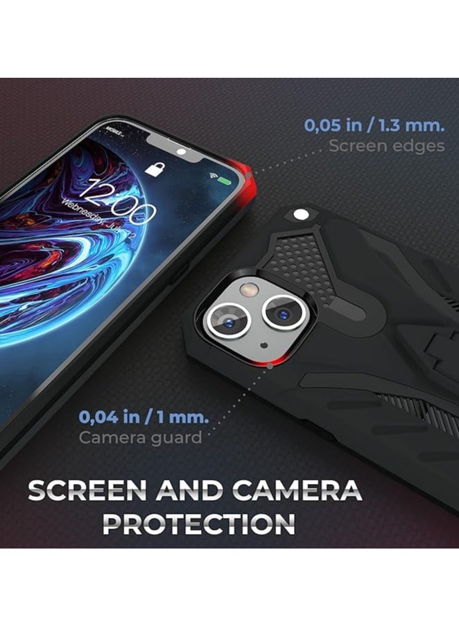Bills iPhone 14 Premium Armor Case Built-In Kickstand - Military-Grade Shockproof Protective Cover with Reinforced Corners (Black) - Image 2