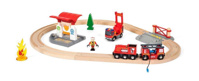 BRIO 33815 Rescue Firefighter Set | 18 Piece Train Toy Set with Fire Truck and Accessories | Kid-Friendly Wooden Tracks | Ideal for Toddlers Aged 3 and Up - Image 5