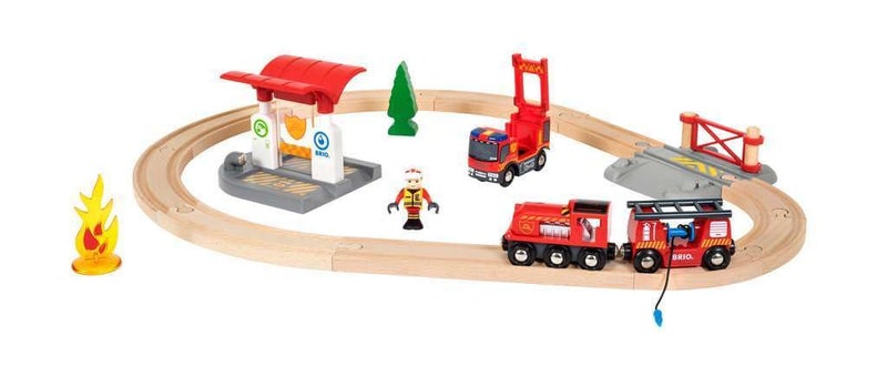 BRIO 33815 Rescue Firefighter Set | 18 Piece Train Toy Set with Fire Truck and Accessories | Kid-Friendly Wooden Tracks | Ideal for Toddlers Aged 3 and Up - Image 4