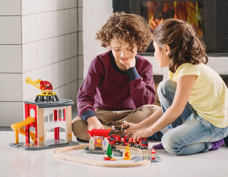 BRIO 33815 Rescue Firefighter Set | 18 Piece Train Toy Set with Fire Truck and Accessories | Kid-Friendly Wooden Tracks | Ideal for Toddlers Aged 3 and Up - Image 2