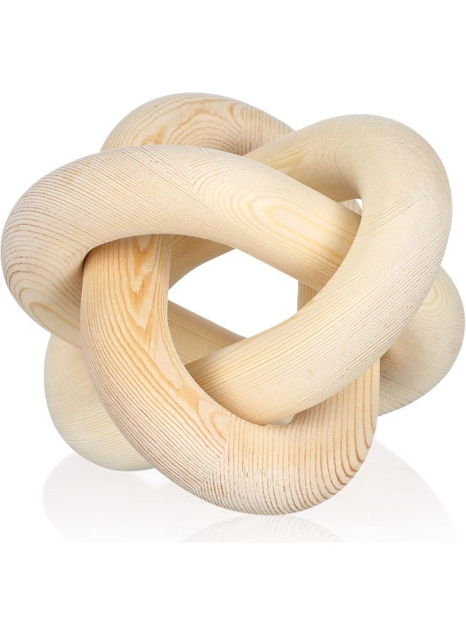 YINZUO YINZUO Wooden Knot and Chain Link Decor â€“ Natural Wood Link Sculpture & Interlocking Knot for Coffee Table, Modern Farmhouse, Boho, Shelf Decor (B) - Image 2