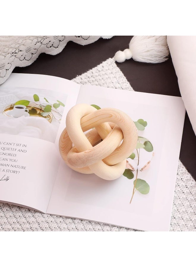 YINZUO YINZUO Wooden Knot and Chain Link Decor â€“ Natural Wood Link Sculpture & Interlocking Knot for Coffee Table, Modern Farmhouse, Boho, Shelf Decor (B) - Image 1