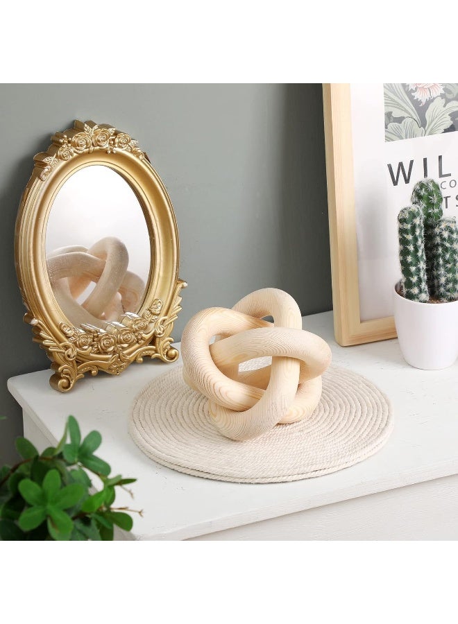 YINZUO YINZUO Wooden Knot and Chain Link Decor â€“ Natural Wood Link Sculpture & Interlocking Knot for Coffee Table, Modern Farmhouse, Boho, Shelf Decor (B) - Image 5