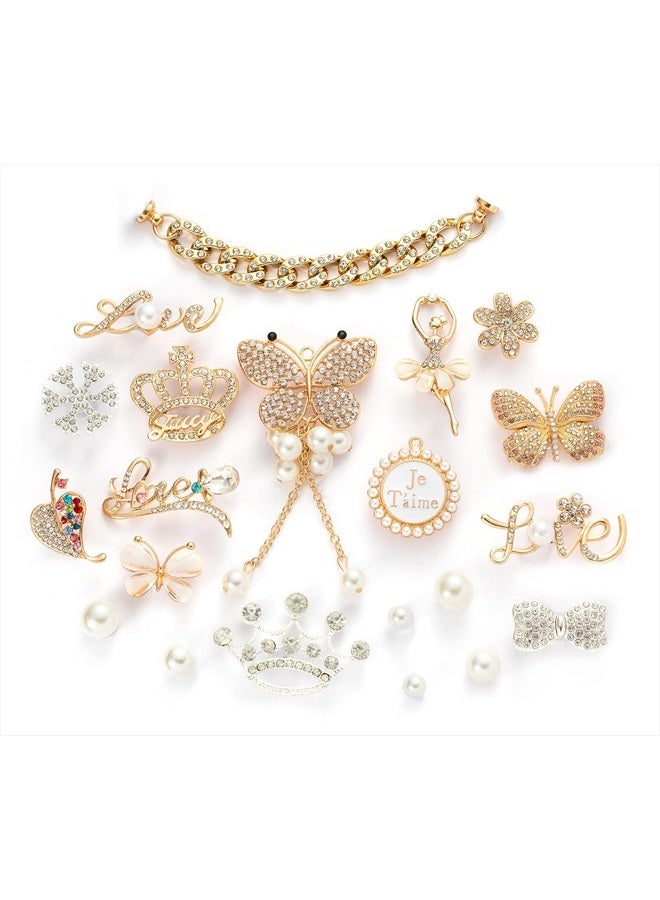 EXGOX Shoe Charms - 25PCS Shoe Decoration Charms Luxury Crystal Diamond Bling Charms for Women Girls Fits Clog Sandals Gifts - Image 1