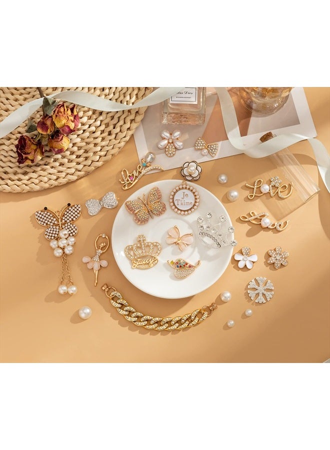 EXGOX Shoe Charms - 25PCS Shoe Decoration Charms Luxury Crystal Diamond Bling Charms for Women Girls Fits Clog Sandals Gifts - Image 5