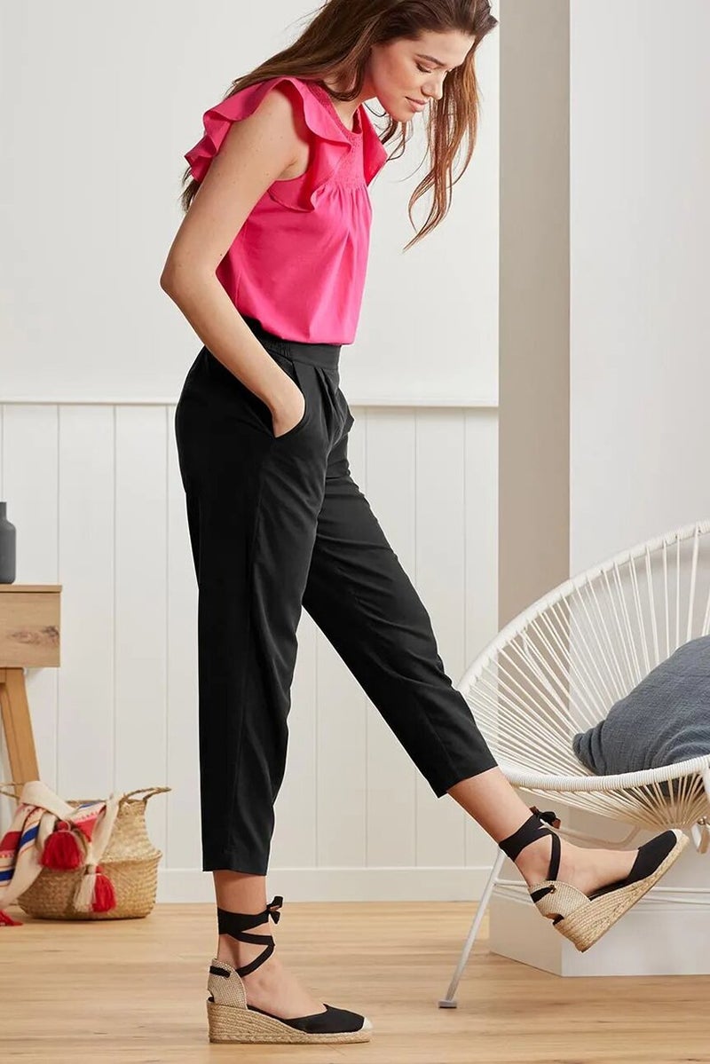 Tchibo Women Plain Woven Pants, Black - Image 1