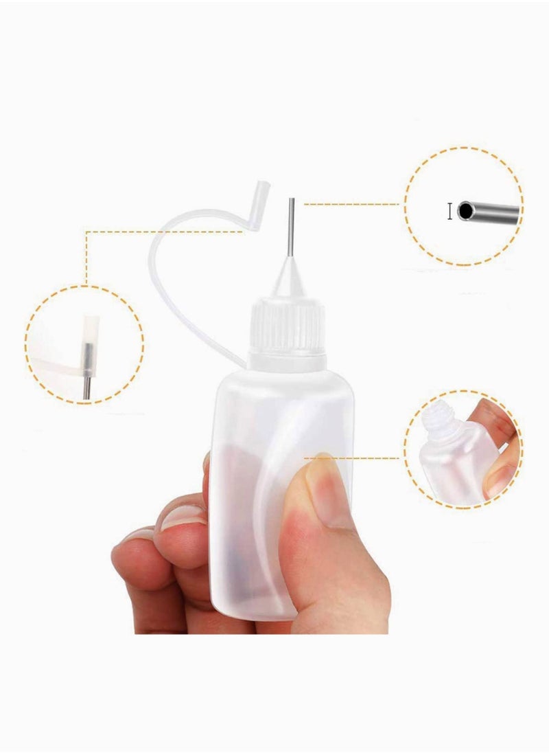 SYOSI - Needle Tip Glue Bottle 30ml Plastic Dropper Bottles for Small Gluing Projects, Paper Quilling DIY Craft, Painting, White, Dropper Bottles with Needle Tip Caps12 Pcs 1 Ounce - Image 1