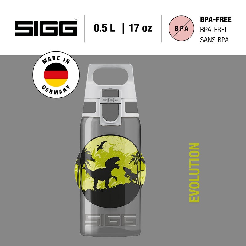 Sigg - Kids Water Bottle - Viva One Dino - Leak-Proof Lid - Dishwasher - Bpa Free - Sport and Bike - One Hand Children's Drink Bottle - 17 Oz - Image 2