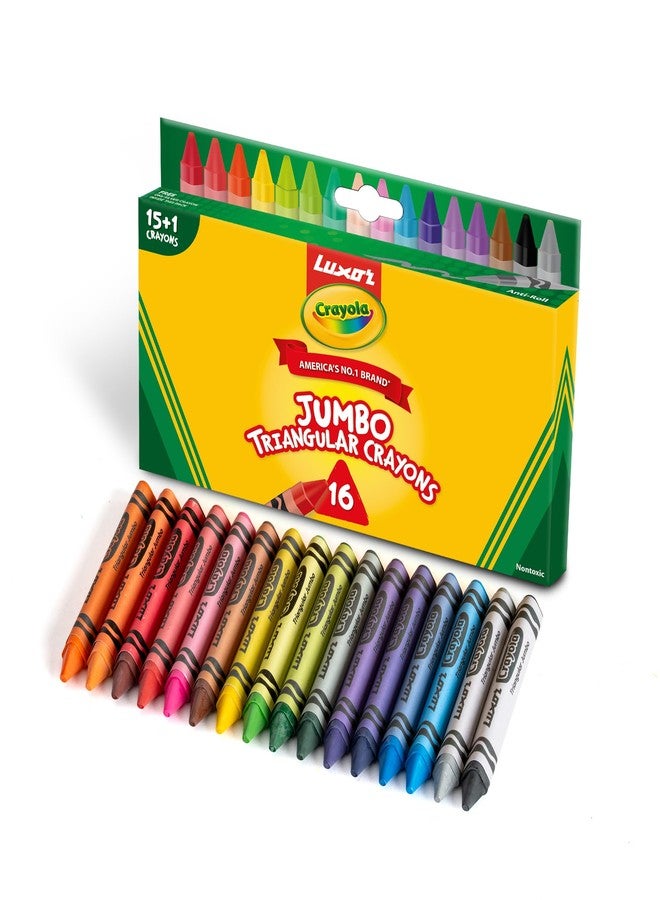Luxor Crayola Jumbo Triangular Wax Crayons 16 Shades - Image 1